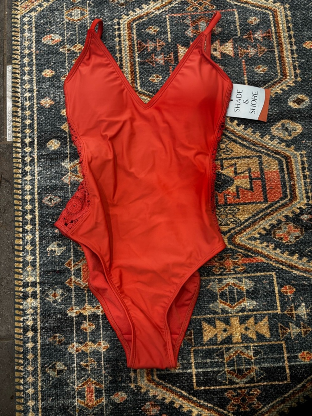 Shade & Shore Burnt Red Orange High-Leg One-Piece